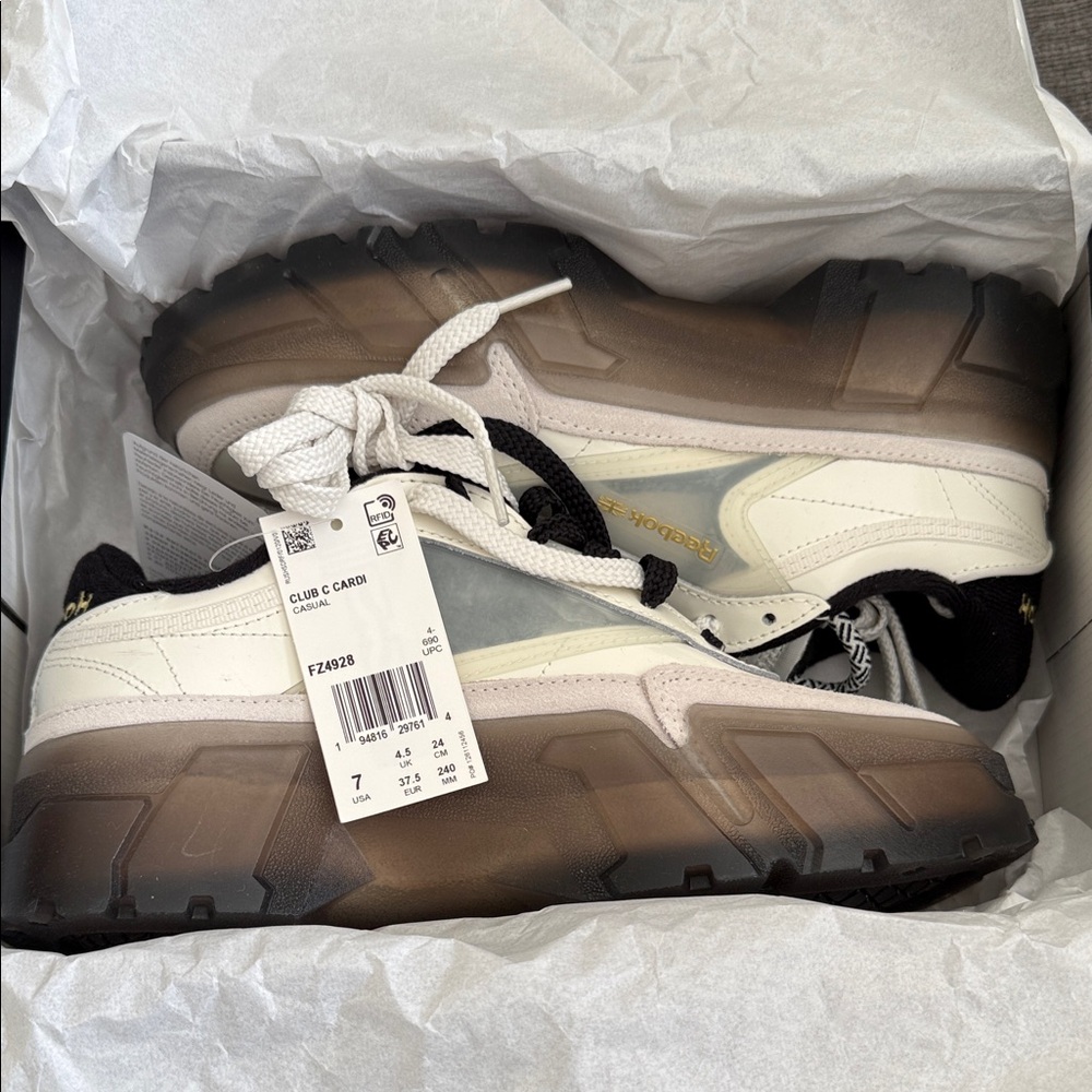 Reebok Club C Cardi White and Brown Sneakers